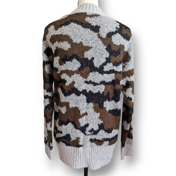 Mystree Womens Cardigan Sweater Knitted Camouflage Gray Small - Picture 3 of 9